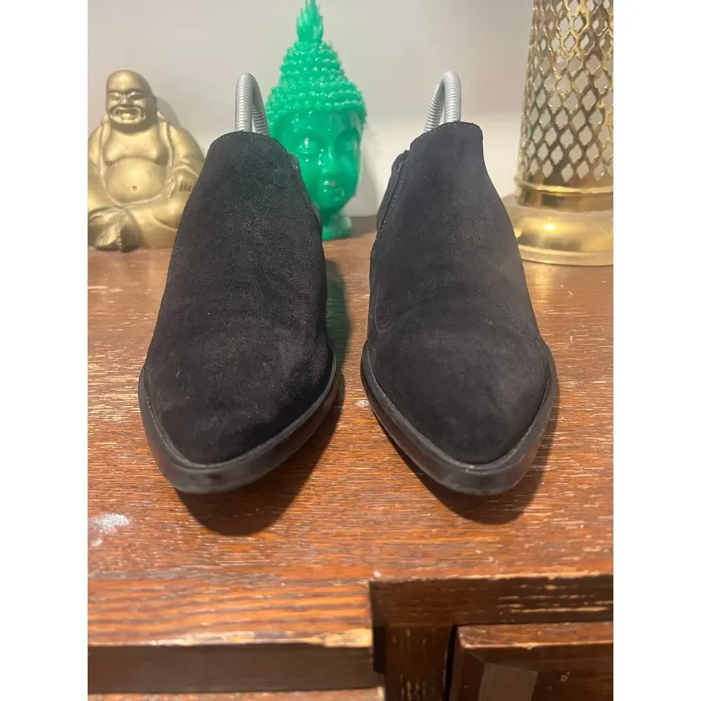 ZARA Western Suede Black Booties 7 Festival Boho